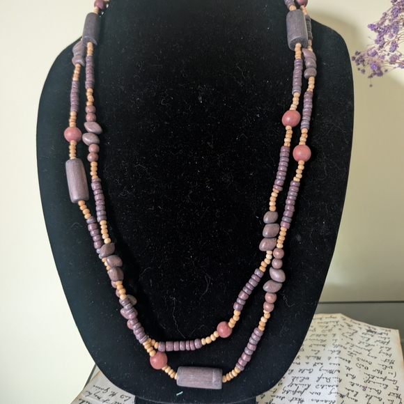 Purple and Pink Beaded Necklace - Picture 4 of 7